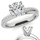 Round Brilliant Moissanite Bypass Engagement Ring, 0.20ct