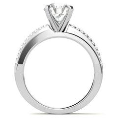 Round Brilliant Moissanite Bypass Engagement Ring, 0.20ct