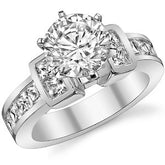 Square Channel Set Engagement Ring Setting, 1.6ct