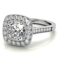 Legacy Cushion Engagement Ring with Milgrain Bezel