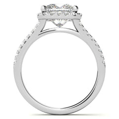 Princess Split Shank Halo Moissanite Engagement Ring