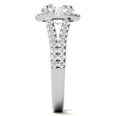 Round Split Shank Halo Moissanite Engagement Ring
