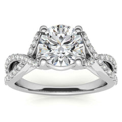 Round Trellis Split Shank Moissanite Engagement Ring