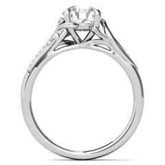 Round Floral Accent Moissanite Engagement Ring