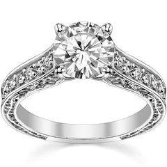 Floral Rose Design Moissanite Engagement Ring