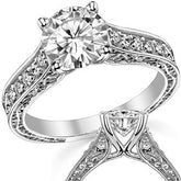 Floral Rose Design Moissanite Engagement Ring