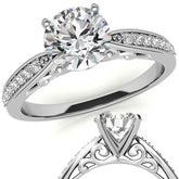 Round Brilliant Moissanite Sculpted Antique Engagement Ring