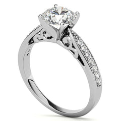 Round Brilliant Moissanite Sculpted Antique Engagement Ring