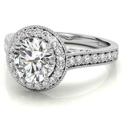 Round Scroll Halo Moissanite Engagement Ring