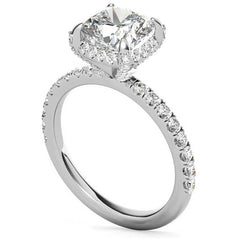 Cushion Petite Pave Style Moissanite Engagement Ring