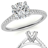 Round Brilliant Moissanite Petite Cathedral Engagement Ring (0.20ct)