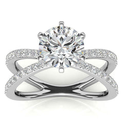 Round Brilliant Moissanite Split Shank Engagement Ring Setting, 0.36ct