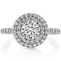 Round Double Halo Moissanite Engagement Ring