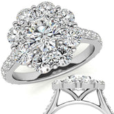 Round Flower Halo Moissanite Engagement Ring