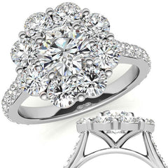 Round Flower Halo Moissanite Engagement Ring