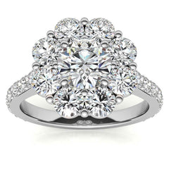 Round Flower Halo Moissanite Engagement Ring