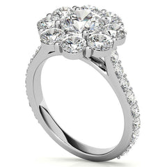 Round Flower Halo Moissanite Engagement Ring