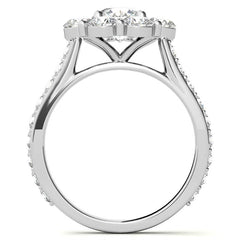 Round Flower Halo Moissanite Engagement Ring