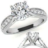 Round Brilliant Moissanite Tapered Cathedral Engagement Ring, 0.44ct