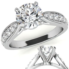 Round Brilliant Moissanite Tapered Cathedral Engagement Ring, 0.44ct