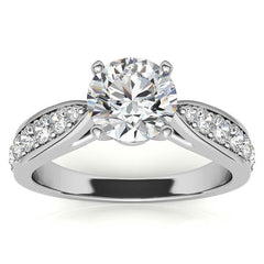 Round Brilliant Moissanite Tapered Cathedral Engagement Ring, 0.44ct
