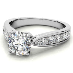 Round Brilliant Moissanite Tapered Cathedral Engagement Ring, 0.44ct