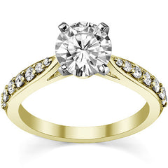 Round Brilliant Moissanite Tapered Cathedral Engagement Ring