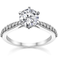 Round Brilliant Moissanite Tapered Cathedral Engagement Ring, 0.21ct