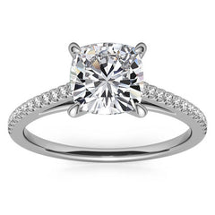 Cushion Petite Cathedral Moissanite Engagement Ring