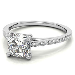 Cushion Petite Cathedral Moissanite Engagement Ring