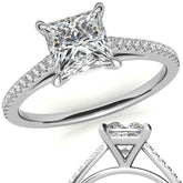Petite Cathedral Princess cut Moissanite Engagement Ring