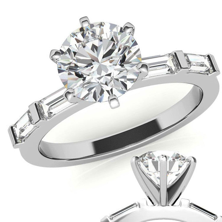 Baguette Moissanite Engagement Ring Setting, 0.40ct