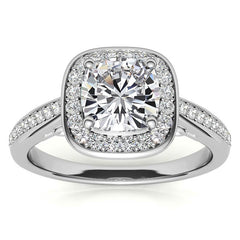 Cushion Scroll Halo Moissanite Engagement Ring