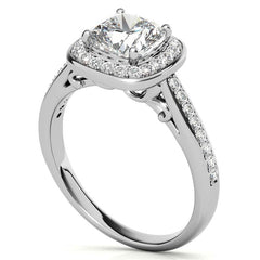 Cushion Scroll Halo Moissanite Engagement Ring