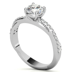 Round Twisted Band Moissanite Engagement Ring