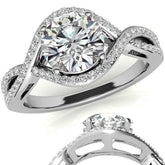 Twisted Band Halo Moissanite Engagement Ring