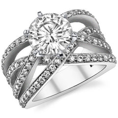 Round Brilliant Moissanite Woven Multi-Band Engagement Ring, 0.84ct