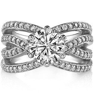 Round Brilliant Moissanite Woven Multi-Band Engagement Ring, 0.84ct