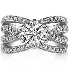 Round Brilliant Moissanite Woven Multi-Band Engagement Ring, 0.84ct