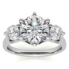 Round 6-Prong Trellis Three-Stone Moissanite Engagement Ring