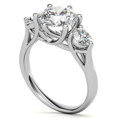 Round 6-Prong Trellis Three-Stone Moissanite Engagement Ring