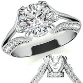 Round Split Shank Milgrain Moissanite Engagement Ring