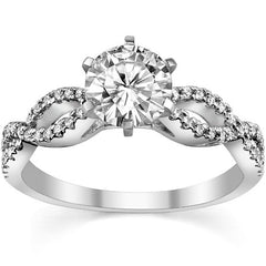 Round Diamond & Moissanite Infinity Style Engagement Ring