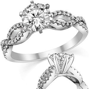 Round Diamond & Moissanite Infinity Style Engagement Ring