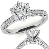 Round Brilliant Moissanite Scroll Engagement Ring
