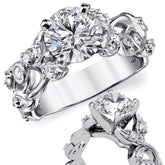 Round Brilliant Moissanite Floral Engagement Ring Setting