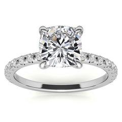 Low Set Claw Prong Cushion Moissanite Engagement Ring