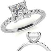 Low Set Claw Prong Princess cut Moissanite Engagement Ring