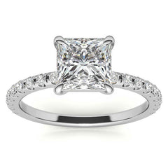 Low Set Claw Prong Princess cut Moissanite Engagement Ring