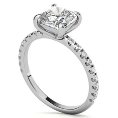Low Set Claw Prong Cushion Moissanite Engagement Ring